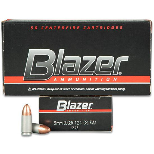 CCI Blazer 9mm Luger Ammunition 50 Rounds FMJ 124 Grains 3578