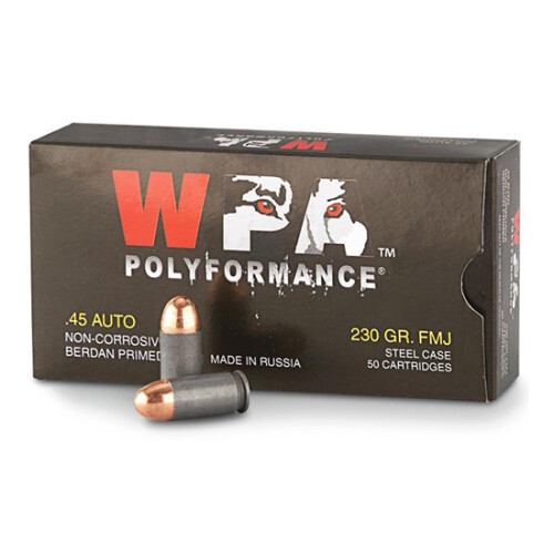 Wolf Military Classic .45 ACP Ammunition 50 Rounds FMJ 230 Grain Steel Cased