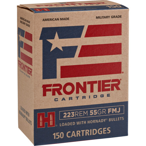 Frontier Cartridge FR1015 Military Grade Centerfire 223Rem 55gr Full Metal Jacket 150 Per Box/8 Case Centerfire, Rifle Ammunition