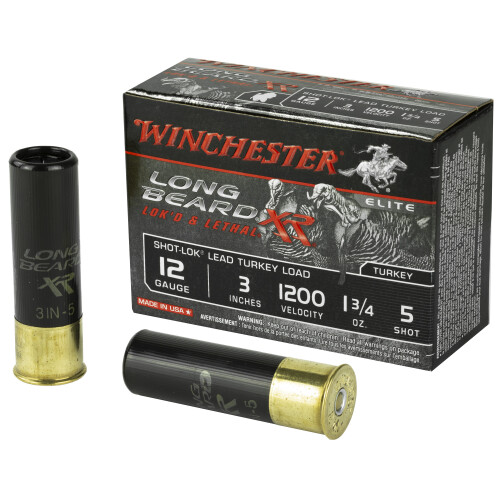 Winchester STLB1235 Long Beard XR Shot-Lok 12Gauge 3 in 1 3/4oz 5Shot 10 Per Box/10 Case, Shotgun Shells