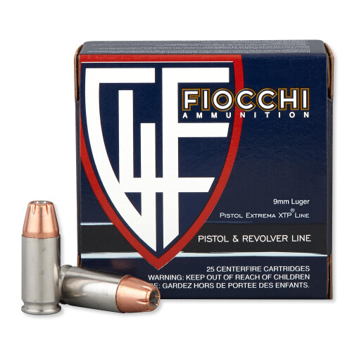 Fiocchi Extrema XTP 9mm Luger Ammunition 25 Rounds XTP JHP 124 Grain