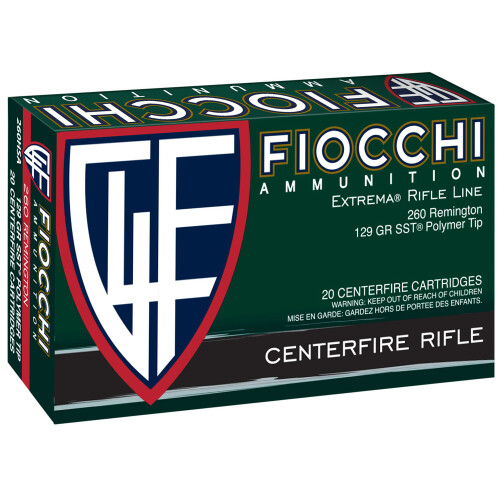 Fiocchi 260HSA Hyperformance 260Rem 129gr Super Shock Tip 20 Per Box/10 Case Centerfire, Rifle Ammunition