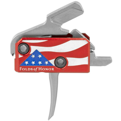 Rise Armament RA13FOLDSPT The Patriot High Performance Single-Stage Flat Trigger with 3.50 lbs Draw Weight & Silver/Red/White/Blue Finish for AR-Platform Right