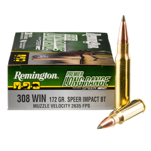 Remington R21345 Premier Long Range 308Win 172gr Speer Impact 20 Per Box/10 Case Centerfire, Rifle Ammunition