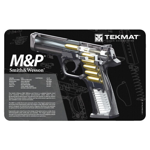 TekMat Smith & Wesson M&P 3D Cut Away 17"x11" Pistol Mat With Small Microfiber TekTowel, Black - R17-SW-MP-CA