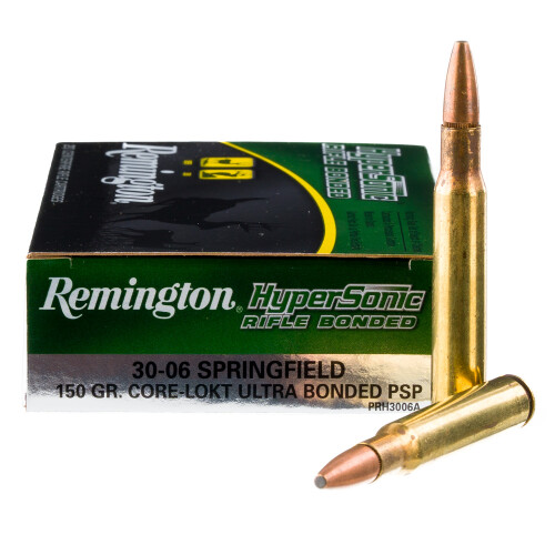 Remington 29007 HyperSonic Bonded 30-06Springfield 150gr PSP Core-Lokt Ultra Bonded 20 Per Box/10 Case Centerfire, Rifle Ammunition