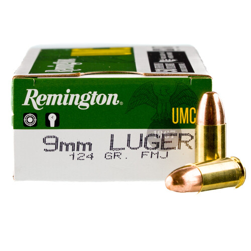 Remington 23718 UMC 9mmLuger 124gr Full Metal Jacket 50 Per Box/10 Case Centerfire, Handgun Ammunition