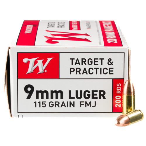 Winchester USA 9mm Luger Ammunition 1000 Rounds FMJ 115 Grain