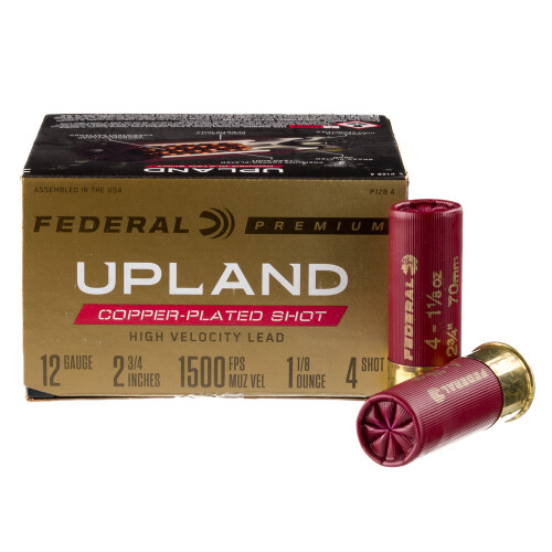 Federal Upland 12 Gauge Ammunition 250 Rounds 2-3/4" #4 Plated Lead 1-1/8 oz