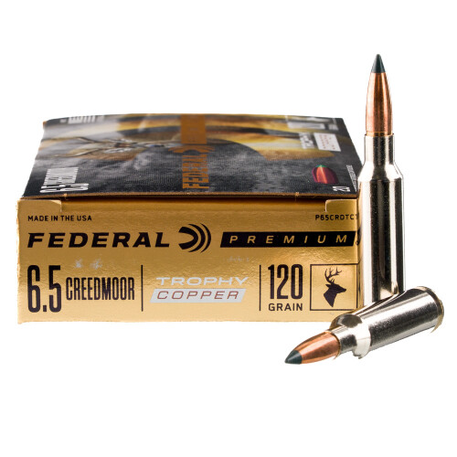 Federal P65CRDTC1 Premium 6.5Creedmoor 120gr Trophy Copper 20 Per Box/10 Case Centerfire, Rifle Ammunition