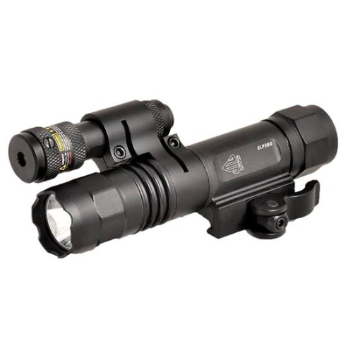Leapers UTG Accushot Flashlight Fits Picatinny LED Weapon Flashlight with Adjustable Red Laser QD Mount, Black -  LT-ELP38Q-A
