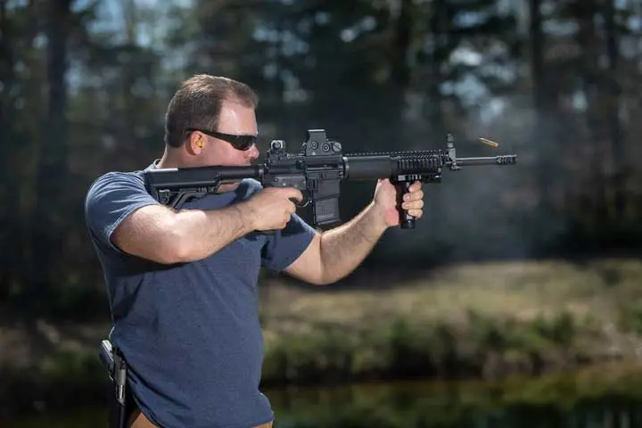 Shooting a long gun while standing